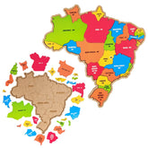 Quebra-cabeça de madeira - Mapa do Brasil com Estados e Capitais