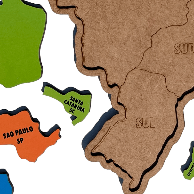 Quebra-cabeça de madeira - Mapa do Brasil com Estados e Capitais